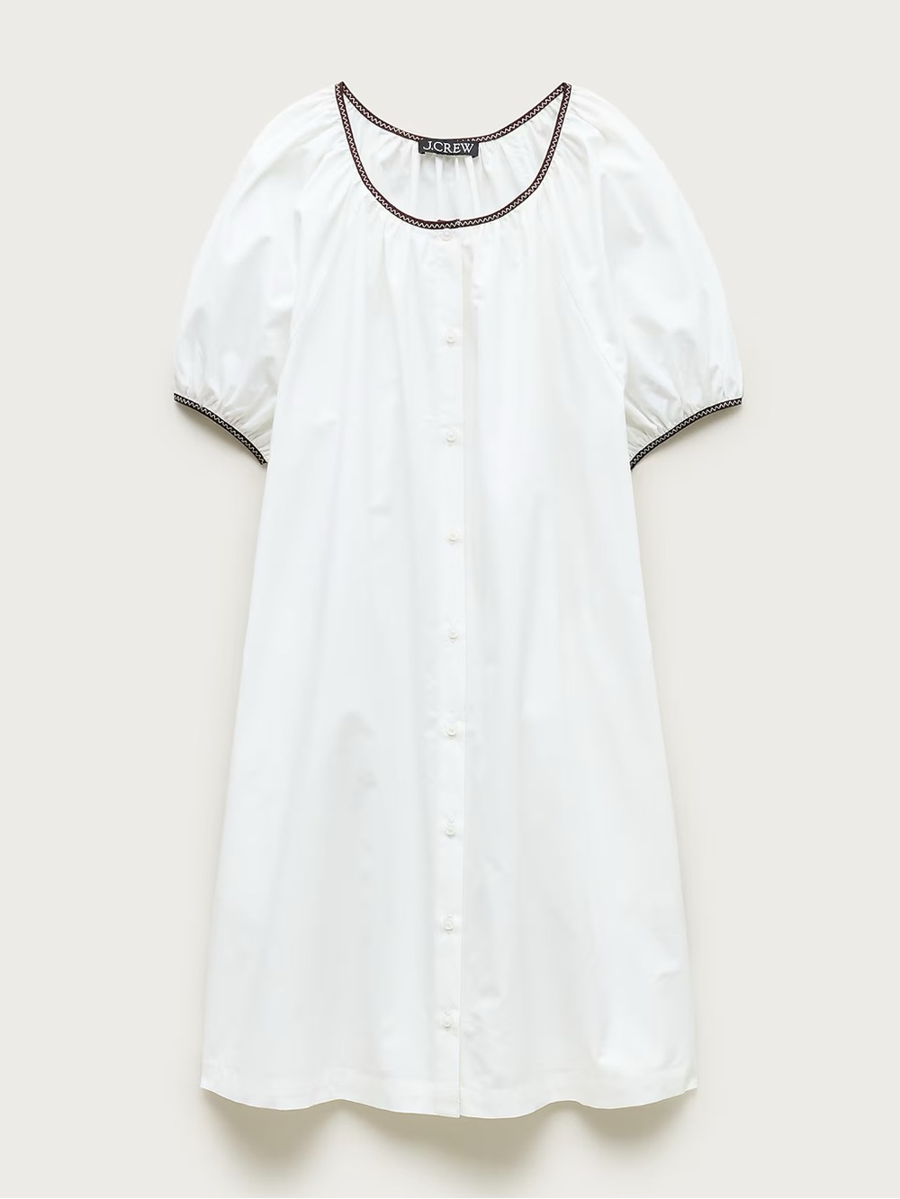 J Crew Puff Sleeve Popover Dress with Contrast Trim NWT